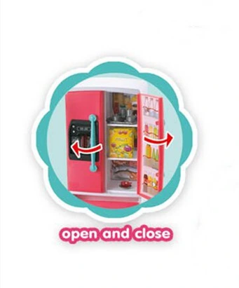 New Products Stove + Dish Vegetable Basin + Refrigerator + Barbie Doll (light music, pack 2 AAA) Toy for Children Play Every Family Kitchen Toys