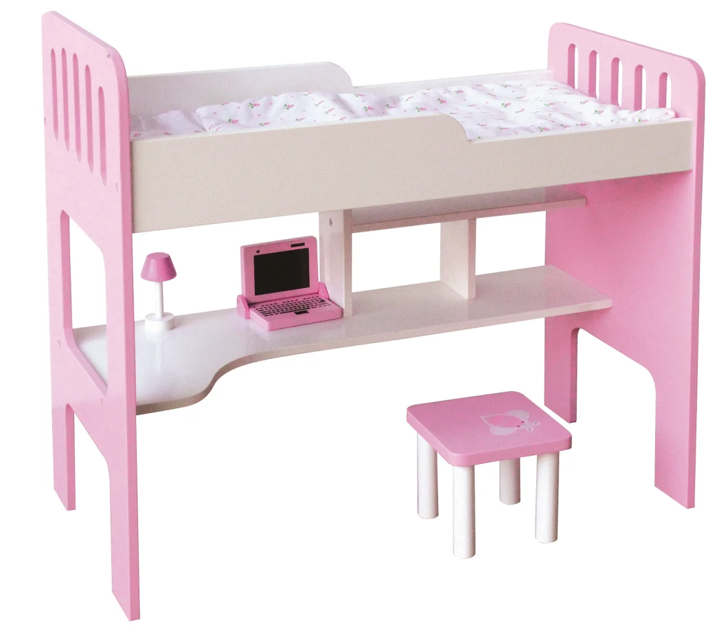 Handmade Wooden Doll Furniture Bunk Bed for Twin Fits 18 Inch Toy with Ladder