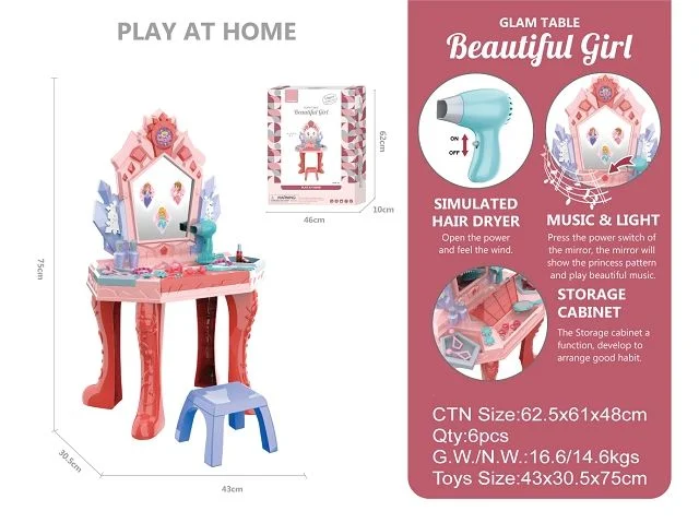 Dressing Table with Lights Music Kids Makeup Sets Make up Kit Girls