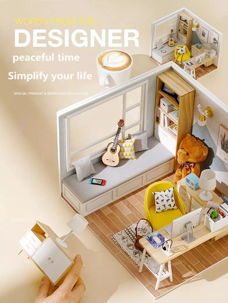 3D DIY Sunshine Study Wooden Hand Assembled Model Doll House