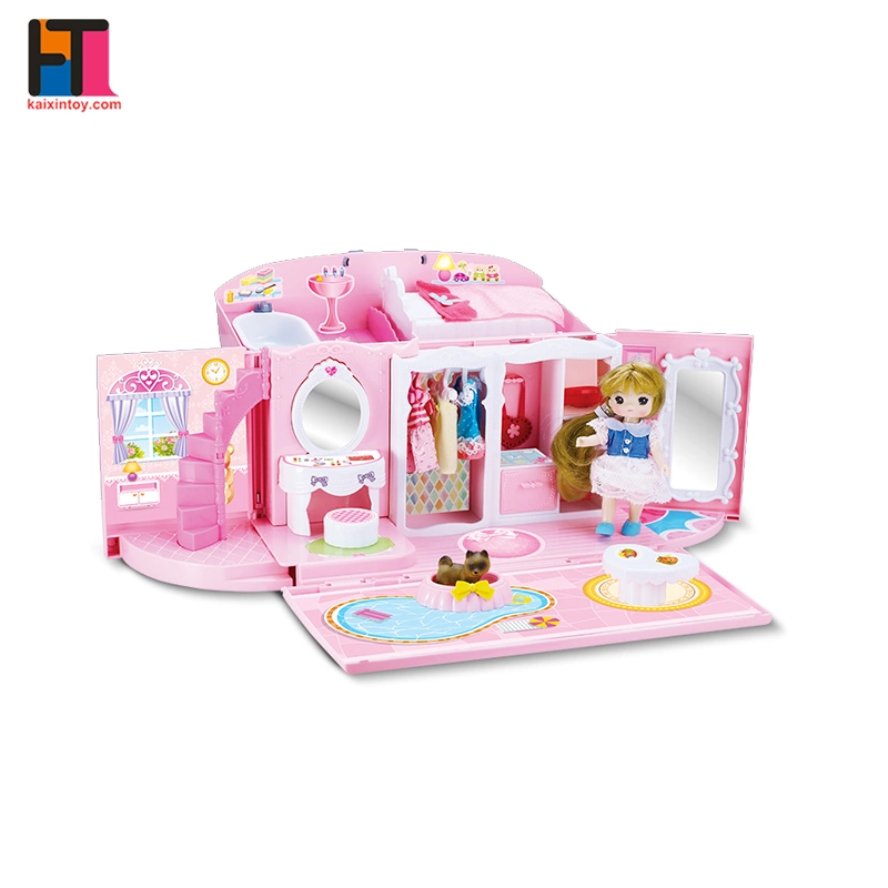 Girls Furniture Toy Plastic Large Pink Surprise Doll House for Kids