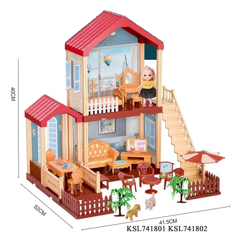 Hot Selling Girls Dream Dollhouse Set Luxury House Villa with Accessories and Light Princess DIY Big Size Doll House Toy Luxurious Doll Houses