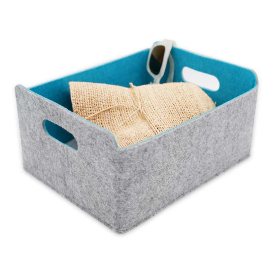 Living Room Storage Felt Storage Bin Kids Toys Storage Basket Organizer with Button