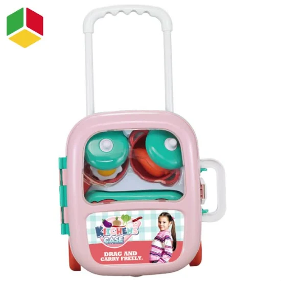 Qstoys 3 in 1 Educational School Bag Storage Mini Cooking Toy Pretend Play Plastic Cookware Kitchen Toy