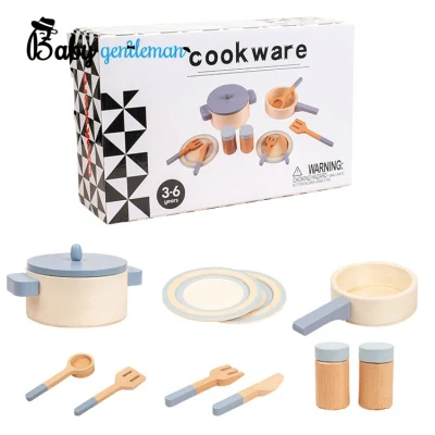 Custom Kitchen Pretend Play Simulation Wooden Cookware Toy for Kids Z10569d